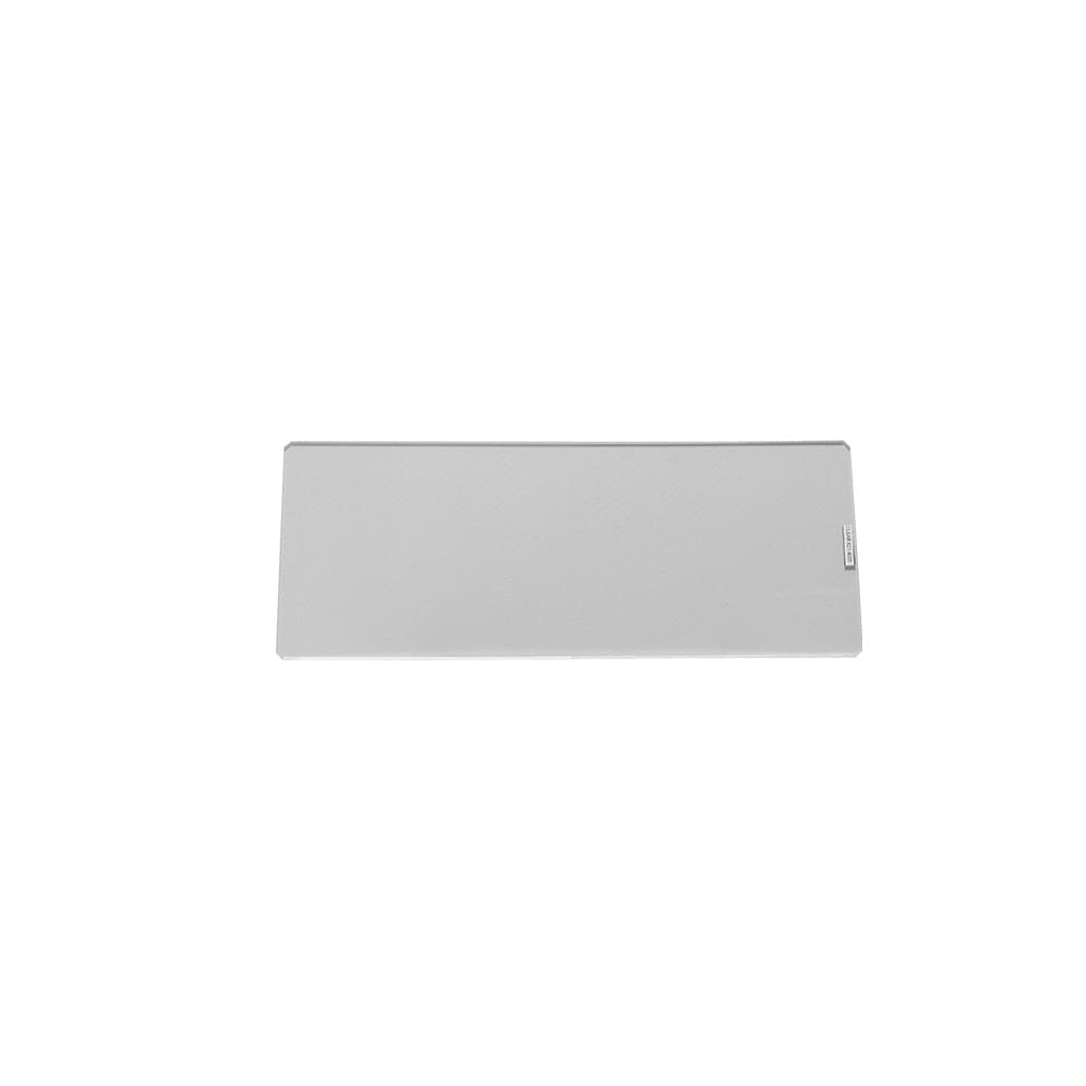 A rectangular, light gray desk mat with rounded corners and a small branded label on the right edge, perfect for enhancing your video or audio workspace, shown on a white background.