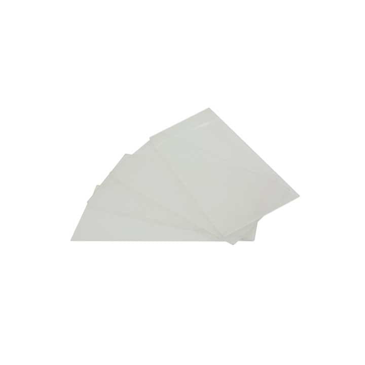 Four transparent plastic sheets are stacked slightly offset on a white background, creating an effect reminiscent of video lighting layers.